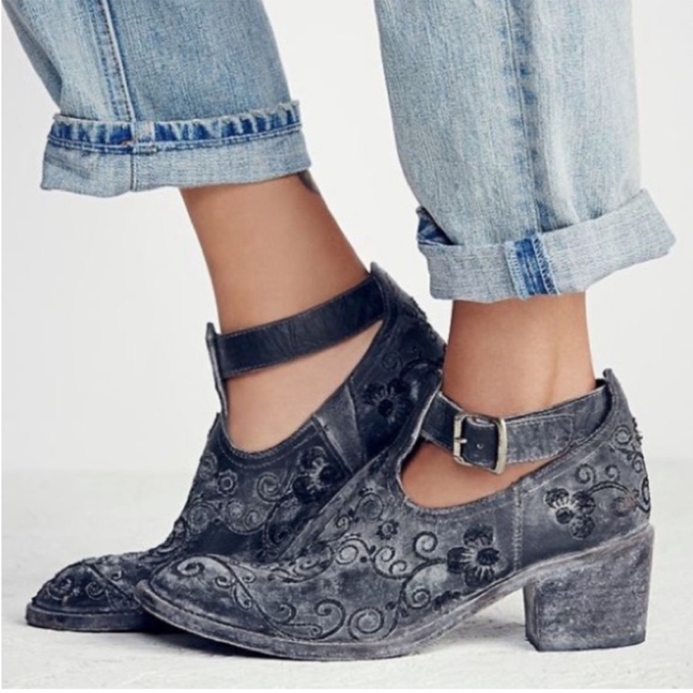 Free People x farylrobin embroidered black booties